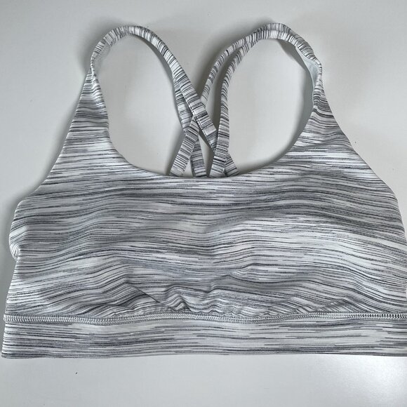 Lululemon Energy Bra B/C cup Size 6 Grey/White Sports Bra Yoga Gym Hike Active - Picture 1 of 4